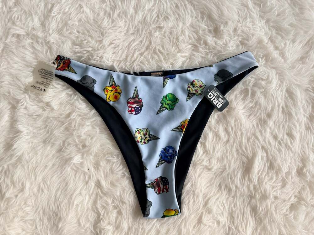 Cream Ice Cream Print Bikini Bottoms